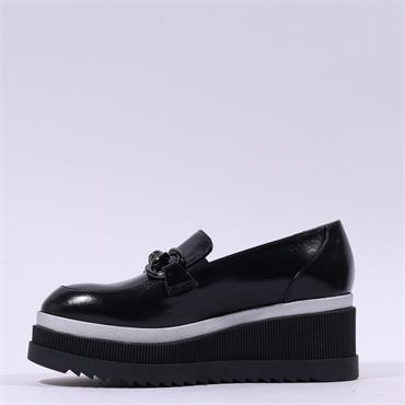 Marco Moreo Stockholm Platform Link Shoe - Black Leather